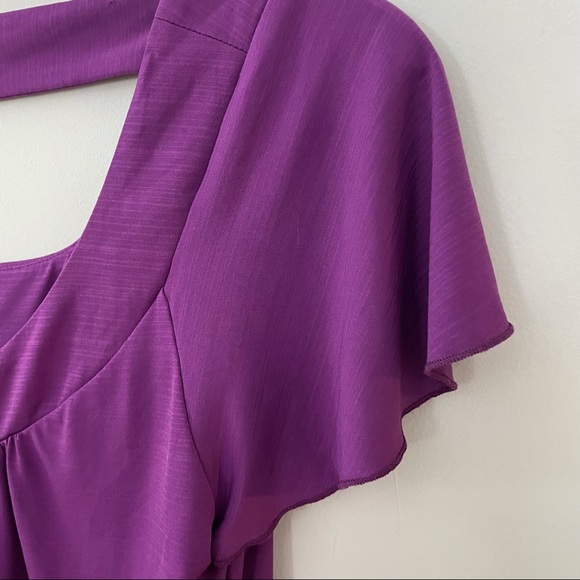 I.N. Studio Magenta Purple Short Sleeve Blouse with Cutout Back - Picture 7 of 7